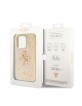 Guess iPhone 15 Pro Max Hülle Case Fixed Glitter 4G Metal Logo Gold