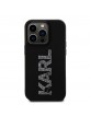 Karl Lagerfeld iPhone 15 Pro Hülle Case Rubber 3D Glitter Logo Schwarz