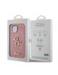 Guess iPhone 15 Hülle Case Fixed Glitter 4G Metal Logo Rosa Pink