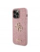 Guess iPhone 15 Pro Max Hülle Case Fixed Glitter 4G Metal Logo Rosa Pink