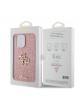 Guess iPhone 15 Pro Max Hülle Case Fixed Glitter 4G Metal Logo Rosa Pink