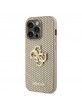 Guess iPhone 14 Pro Case Perforated 4G Glitter Logo Gold