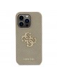 Guess iPhone 14 Pro Case Perforated 4G Glitter Logo Gold