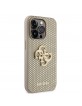 Guess iPhone 14 Pro Hülle Case Perforated 4G Glitter Logo Gold