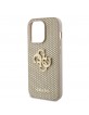 Guess iPhone 14 Pro Case Perforated 4G Glitter Logo Gold