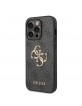 Guess iPhone 15 Pro Hülle Case 4G Logo Big Metal Grau