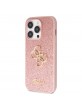 Guess iPhone 15 Pro Hülle Case Fixed Glitter 4G Metal Logo Rosa Pink