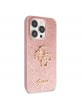 Guess iPhone 15 Pro Hülle Case Fixed Glitter 4G Metal Logo Rosa Pink