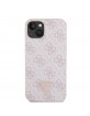 Guess iPhone 15 Hülle Case 4G Strass Triangle Metal Logo Rosa