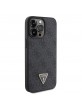 Guess iPhone 15 Pro Max Case 4G Rhinestone Triangle Metal Logo Black