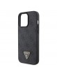 Guess iPhone 15 Pro Max Case 4G Rhinestone Triangle Metal Logo Black