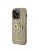 Guess iPhone 14 Pro Max Hülle Case Perforated 4G Glitter Logo Gold