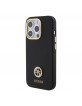 Guess iPhone 15 Pro Case Silicone 4G Rhinestone Metal Logo Black