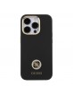 Guess iPhone 15 Pro Case Silicone 4G Rhinestone Metal Logo Black