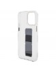 Guess iPhone 15 Pro Case Grip Stand Metal 4G Transparent