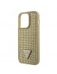 Guess iPhone 15 Pro Case Rhinestones Triangle Metal Logo Gold