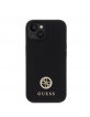 Guess iPhone 15 Hülle Case 4G Strass Metal Logo Schwarz