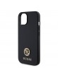 Guess iPhone 15 Case 4G Rhinestone Metal Logo Black