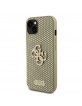 Guess iPhone 15 Case Perforated 4G Glitter Logo Gold