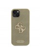 Guess iPhone 15 Case Perforated 4G Glitter Logo Gold