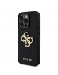 Guess iPhone 14 Pro Case Perforated 4G Glitter Logo Black