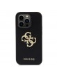 Guess iPhone 14 Pro Hülle Case Perforated 4G Glitter Logo Schwarz