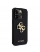 Guess iPhone 14 Pro Case Perforated 4G Glitter Logo Black