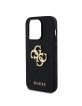 Guess iPhone 14 Pro Hülle Case Perforated 4G Glitter Logo Schwarz