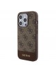 Guess iPhone 15 Pro Case 4G Stripe MagSafe Brown