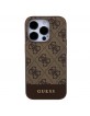 Guess iPhone 15 Pro Case 4G Stripe MagSafe Brown