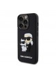 Karl Lagerfeld iPhone 15 Pro Hülle Case Karl Choupette 3D Silikon Schwarz