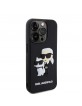 Karl Lagerfeld iPhone 15 Pro Hülle Case Karl Choupette 3D Silikon Schwarz