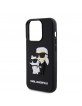 Karl Lagerfeld iPhone 15 Pro Hülle Case Karl Choupette 3D Silikon Schwarz