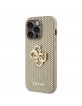 Guess iPhone 15 Pro Max Case Perforated 4G Glitter Logo Gold