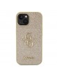 Guess iPhone 13 Case Fixed Glitter 4G Metal Logo Gold