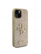 Guess iPhone 13 Hülle Case Fixed Glitter 4G Metal Logo Gold