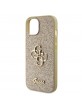 Guess iPhone 13 Hülle Case Fixed Glitter 4G Metal Logo Gold