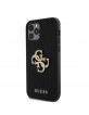 Guess iPhone 12 / 12 Pro Case Perforated 4G Glitter Logo Black