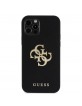 Guess iPhone 12 / 12 Pro Hülle Case Perforated 4G Glitter Logo Schwarz