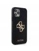 Guess iPhone 12 / 12 Pro Case Perforated 4G Glitter Logo Black