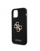 Guess iPhone 12 / 12 Pro Case Perforated 4G Glitter Logo Black