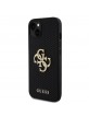 Guess iPhone 15 Case Perforated 4G Glitter Logo Black