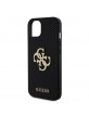 Guess iPhone 15 Case Perforated 4G Glitter Logo Black