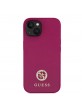 Guess iPhone 15 Hülle Case 4G Strass Metal Logo Pink