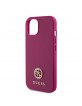 Guess iPhone 15 Hülle Case 4G Strass Metal Logo Pink