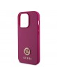 Guess iPhone 15 Pro Hülle Case 4G Strass Metal Logo Pink