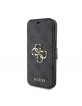 Guess iPhone 15 Book Case Tasche 4G Big Metal Logo Grau