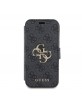 Guess iPhone 15 Book Case Tasche 4G Big Metal Logo Grau