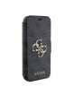 Guess iPhone 15 Book Case Tasche 4G Big Metal Logo Grau