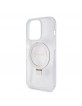 Guess iPhone 15 Pro Case Stand Ring MagSafe Glitter Transparent